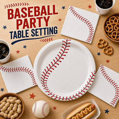 40 Pcs Baseball Plates And Napkins, Baseball Party Supplies, Serves 20 | - Image 4
