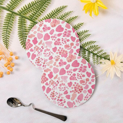 Pink Glitter Leopard Print Set of 4 Round Drink Coaster Cork Trivets - Image 3