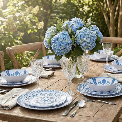 Melamine Dinnerware Sets for 4, 12-Piece Plates and Bowls Sets - Image 5
