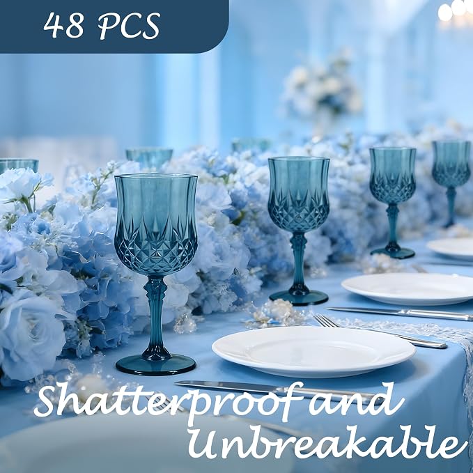 48Pack Plastic Wine Glasses, 7oz Vintage Goblets - Image 4