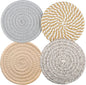 4.8 Inch Woven Drink Coasters Set of 4, Thick Absorbent Coasters, Boho Cotton by HIYALOT