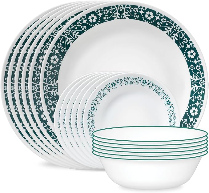 Corelle Vitrelle 18 Piece Glass Dinnerware Sets Service by Corelle