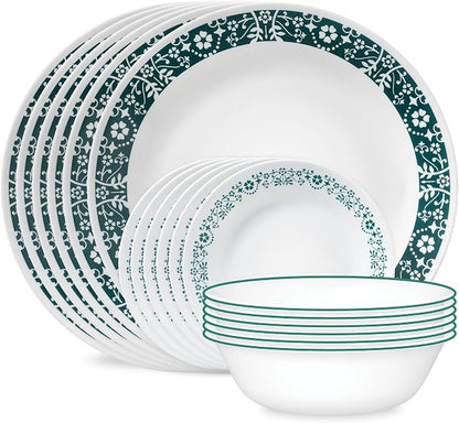 Corelle Vitrelle 18 Piece Glass Dinnerware Sets Service by Corelle