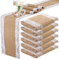 Tatuo 6 Pcs Lace Burlap Table Runner 12'' x 72'' Rustic Jute Hessian Farmhouse by Tatuo