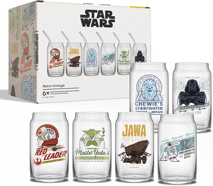 JoyJolt Star Wars Retro Vintage Collection 16.9oz Glass Tumblers - Image 9