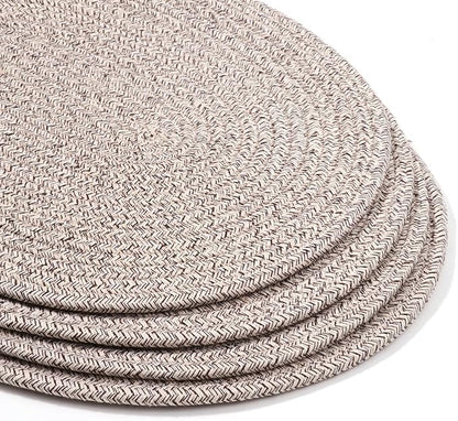 Braided Placemats Set of 6, Cotton Fabric Oval Table Mats Non Slip Washable 16 * 12 inch Oval Place Mats, 6 Pack Mix Brown Rope Woven Placemats