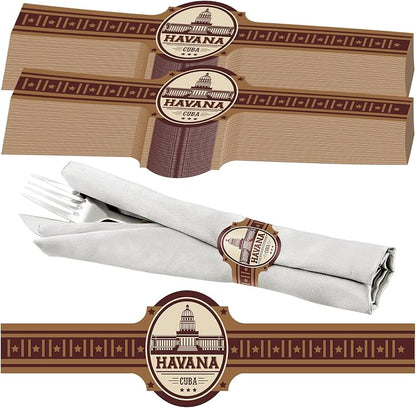 Cuban Wrapper Napkin Rings Tableware Wraps Bands Self Adhesive Paper Napkin by Gandeer