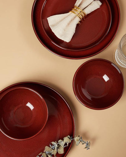 Santorini Mist Terracotta Reactive Glaze Plates and Bowls Sets, Stoneware - Image 4