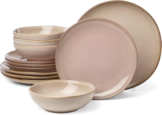 Oneida Organic Shades Clay Stoneware 12-Piece Dinnerware Set by Oneida