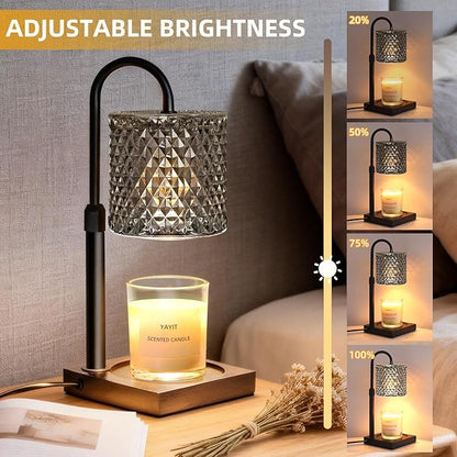 Candle Warmer Lamp with Timer Dimmer Adjustable Height, Candle Warmer with 2 Bulbs for Jar Candles, Home Decor, for Women Birthday