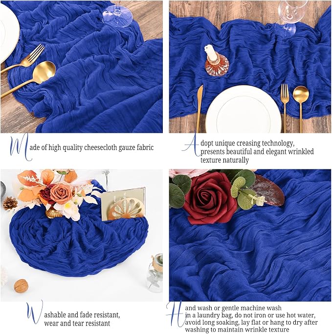 25 Pack Royal Blue Table Runners 17 x 108inch Cheesecloth Table Runner Boho - Image 4