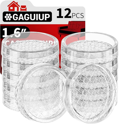 1.6"x1.6" Round Rubber Furniture Caster Cups, Carpet Protector by GAGUIUP