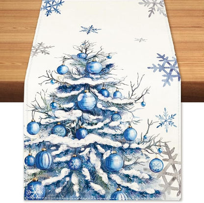 Winter Trees Ball Table Runner Frosty Roses Burlap Table Runners, Christmas by BEAUTYROMANCEFORYOURLIFE