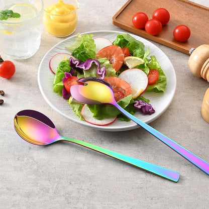Colorful Rainbow Salad Serving Utensils Set of 2, 9.4 Inch Long Salad Serving - Image 6