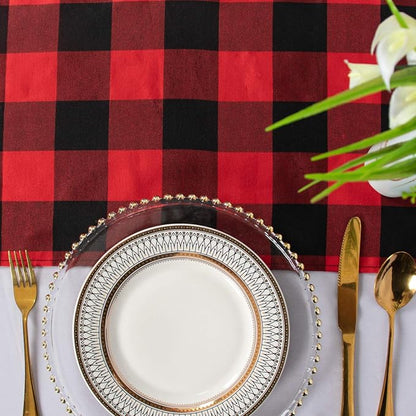 ShinyBeauty Red Black Table Runner 13X108-Inch Checked Runner - Image 3