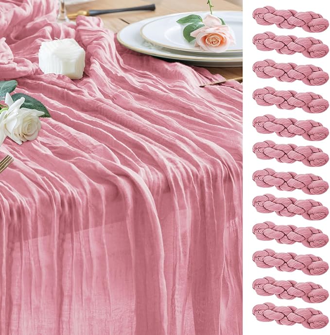 Cheesecloth Table Runner 10FT Boho Gauze Runner, 12 Pack | 120 Inch Cheese by Wokceer