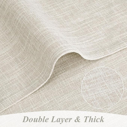 SHACOS Washable Cloth Placemats Set of 4, Double Layer Thick Non Slip Heat Resistant Place Mats, Stain Resistant Faux Linen Modern Farmhouse Table Mats, Ivory