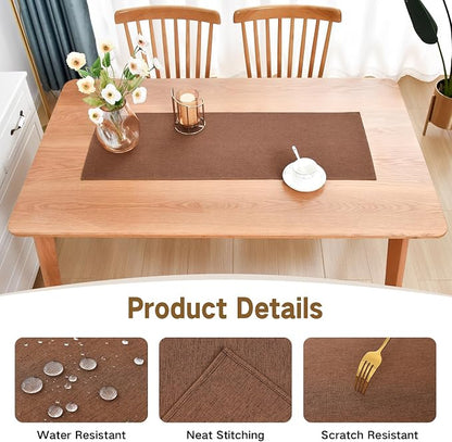 Faux Linen Small Table Runner Water Resistant 13 x 36 in, Coffee Table Runner - Image 3