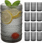 Moretoes 12 Pack 12 Oz Gray Hobnail Drinking Glasses Set, Water Glass Cups | by Moretoes
