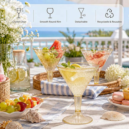 Liacere 24 Pack Gold Plastic Martini Glasses - Image 4