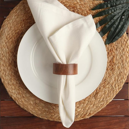 Handmade Acacia Wooden Napkin Rings Set of 12 by Unknown