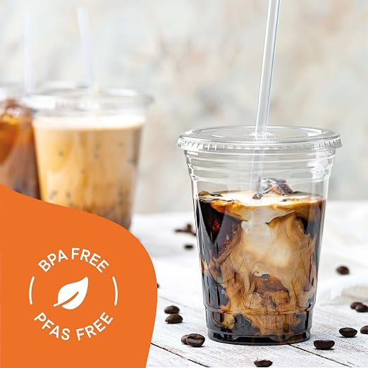 Stack Man Clear Plastic Cups - 16 oz - 100 Pack | Disposable Iced Coffee Cups - Image 4