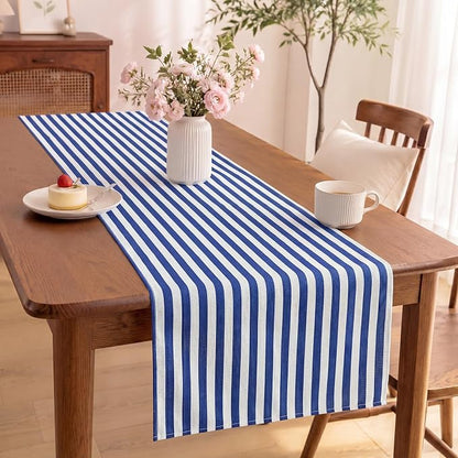 6 Pcs Navy Blue and White Stripe Table Runner, 13 x 72 Inch | Linen Kitchen - Image 4