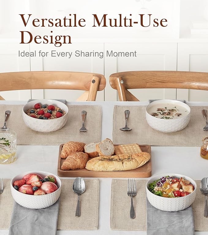 Lareina Cereal bowls 26 oz, Ceramic Soup Bowl - Image 5