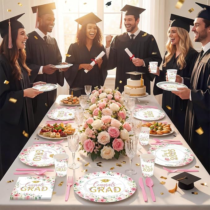350 Pcs Class of 2026 Floral Graduation Party Decorations 12 inch Disposable - Image 6