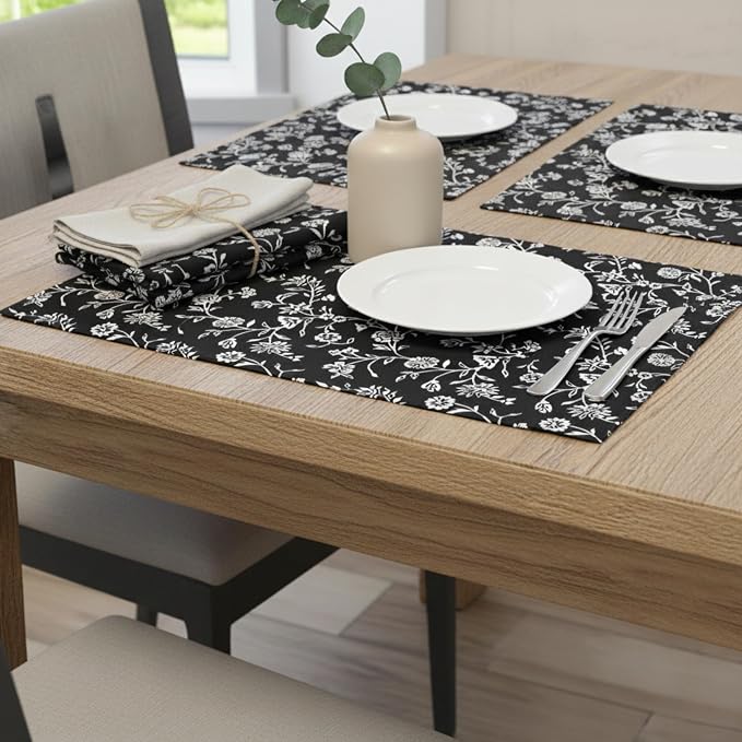 Floral Dining Table Placemats Vintage Flowers Botanical Design Rustic Vintage - Image 4