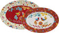 Bico Red Spring Bird 16 plus 14 inch Oval Platters Set, Set of 2, Microwave and Dishwasher Safe, for Serving Fish, Chicken, Turkey
