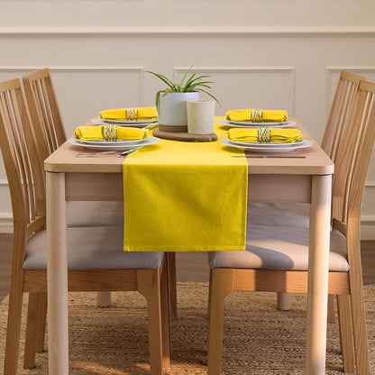 Encasa XO Table Runner, Cotton Canvas Dining Runner 13"x91" | Sunbeam Yellow - Image 4