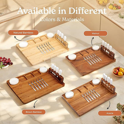 SMIRLY Charcuterie Boards Set - Large Bamboo Cheese Board Set - House Warming Gifts New Home, Wedding Gift for Couple, Bridal Shower Gift, Birthday Gifts for Women