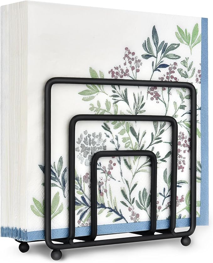 Napkin Holder for Table, Modern Metal Black Napkin Holders for Kitchen Dining by LAIHIFA
