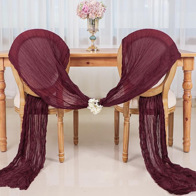 Snowkingdom Burgundy Red Easter Spring Table Runner, 10 Ft Cheesecloth Gauze - Image 8