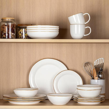 AmorArc Ceramic Dinnerware Sets, Handmade Stoneware Reactive Glaze Plates and Bowls Set, Scratch Resistant | Dishwasher & Microwave Safe Dishes Set, Service for 4 (12pc)