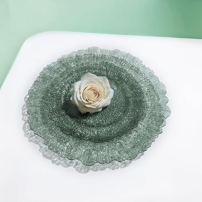 U-QE 60PCS Clear Green Plastic Plates - Green Plates Disposable Heavy Duty - Disposable Plastic Plate for Party, Weddings and Formal Occasions Including 30 Dinner Plate 10" & 30 Appetizer 7"
