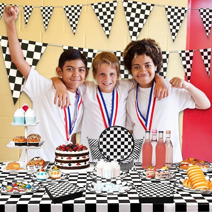 180Pcs Race Car Party Supplies Paper Plates and Napkins Serve 60 | Disposable - Image 5