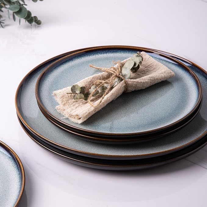 LERATIO Ceramic Plate Set of 6, 8.5 Inch Reactive Glaze Salad Plates | Modern - Image 4