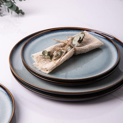 LERATIO Ceramic Plate Set of 6, 8.5 Inch Reactive Glaze Salad Plates | Modern - Image 4
