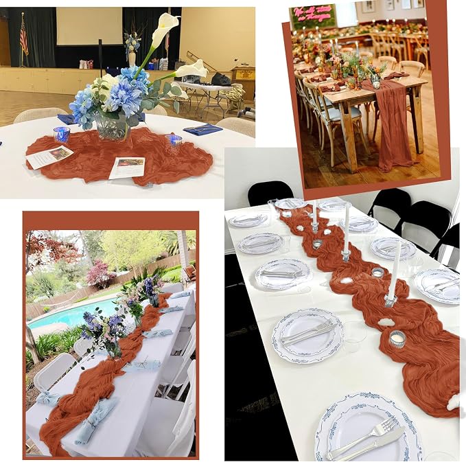 15 Pack Terracotta Fall Table Runner 17 x 108inch Cheesecloth Table Runner Boho - Image 7