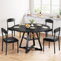 Round Dining Table Set for 4, Kitchen Table and Chairs for 4, Circle Table Round Pedestal Dining Room Dinner Dinette Table Set,5 Piece Space Saving Wood Kitchen & Dining Room Tables (Black, 47In)