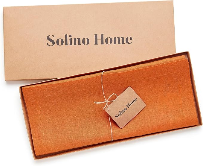 Solino Home 100% Pure Linen Dining Table Runner Orange, Fete 14 x 48 in | Table - Image 7