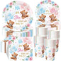 Funnymoom 250 Pcs Bear Gender Reveal Paper Plates and Napkins Party Supplies by Funnymoom