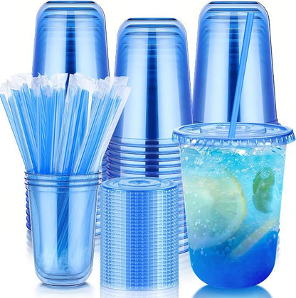 tchrules 100 Set 16oz Blue Round Bottom Plastic Cups by Tchrules