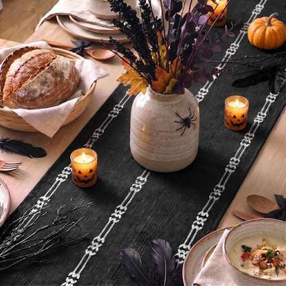 Artoid Mode Black Farmhouse Embroidered Hollow Table Runner, Seasonal Halloween - Image 6
