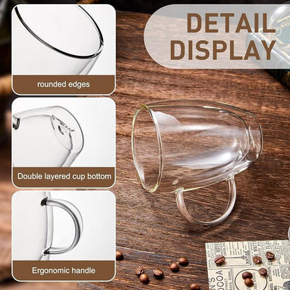 4-Pack 12 Oz Double Walled Glass Coffee Mugs - Image 3