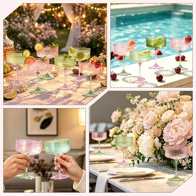 24PCS Plastic Martini Glasses, Unbreakable Reusable Champagne Coupe, Removable - Image 7