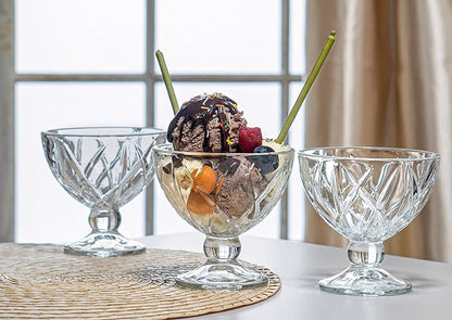 Red Co. Classic Footed Dessert Cups, Premium Crystal Clear Glass Ice Cream Bowls - Perfect for Parfait Fruit Salad or Pudding, Set of 6, 9 OZ