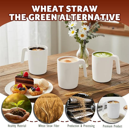 Wheat Straw Coffee Mugs Set of 6, Unbreakable 16 OZ Reusable Coffee Cups - Image 5